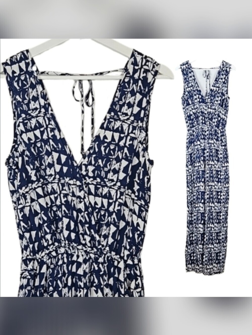 NEW Forever 21 Jumpsuit Navy Blue & White + Pockets Coastal Cottagecore, Size M